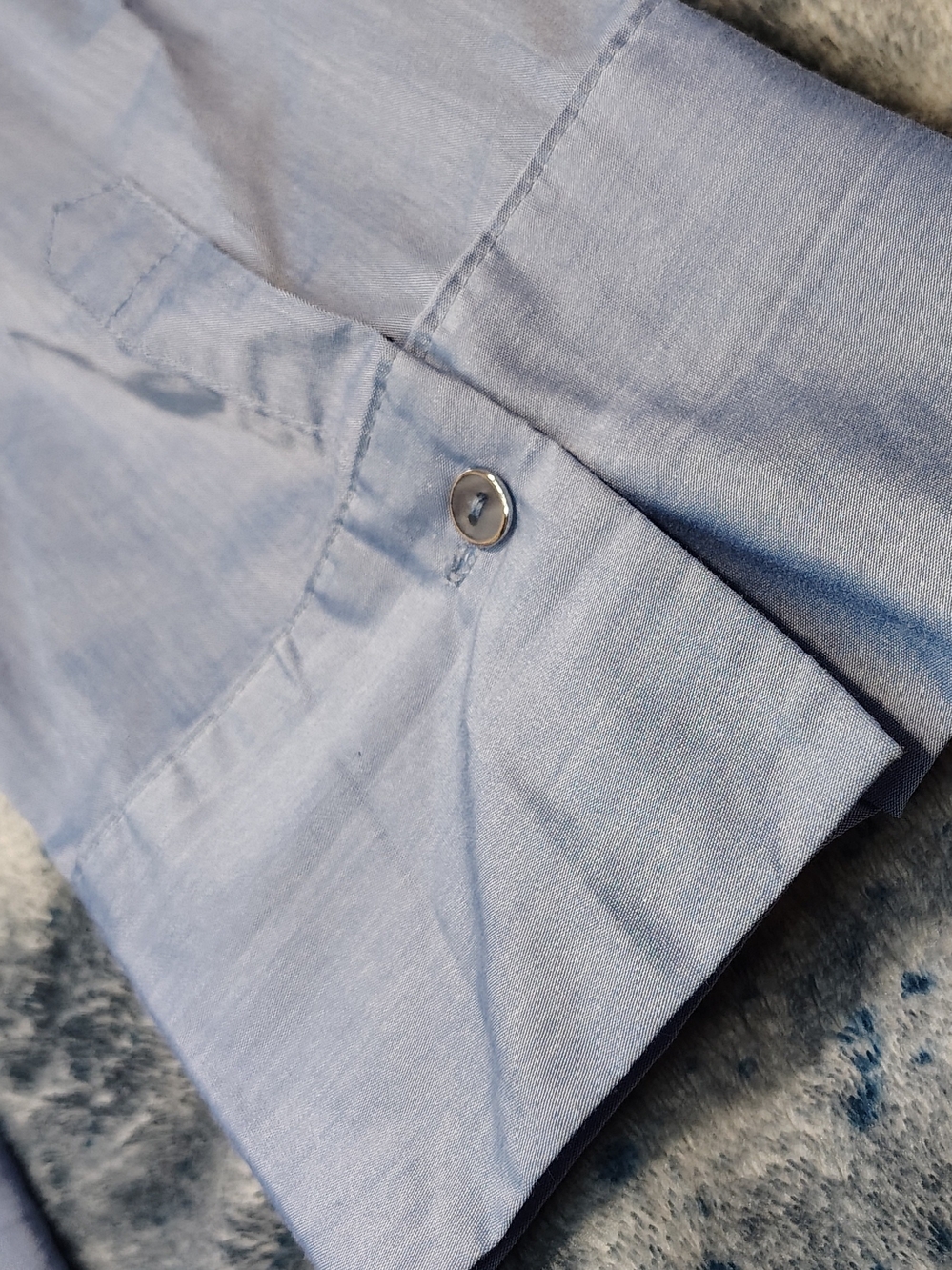 7th Ave. Light Blue Button-Front Ruffled Blouse - Picture 4 of 4